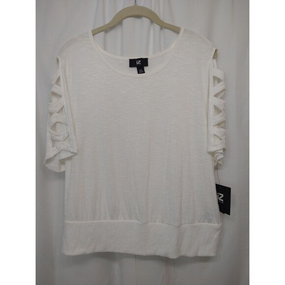 NWT Off White IZ Byer Size XXL Cold Shoulder Top Blouse Strappy Short Sleeve - Picture 1 of 8